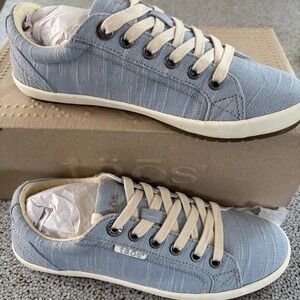 Taos Star Sneakers Womens 6 Blue Fog Hemp Lace Up Coastal Boho Old Money Preppy
